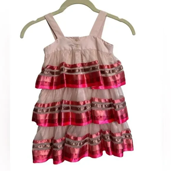 GAP BabyGAP Pink and Red Satin Layered Dress, SIZE 3T - Picture 2 of 9